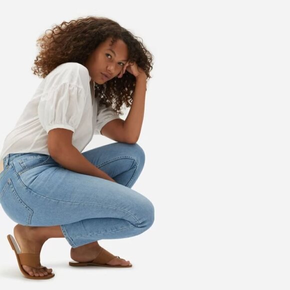 Everlane The Curvy Cheeky Straight Jeans in Sky Blue Wash 29 New Denim Pants - Picture 2 of 13